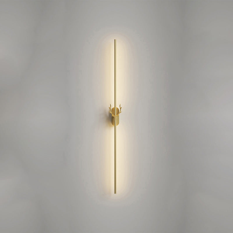 LED Line Shaped Wall Sconce with Antler Metal Simple Modern Indoor Wall Mount Light Fixture
