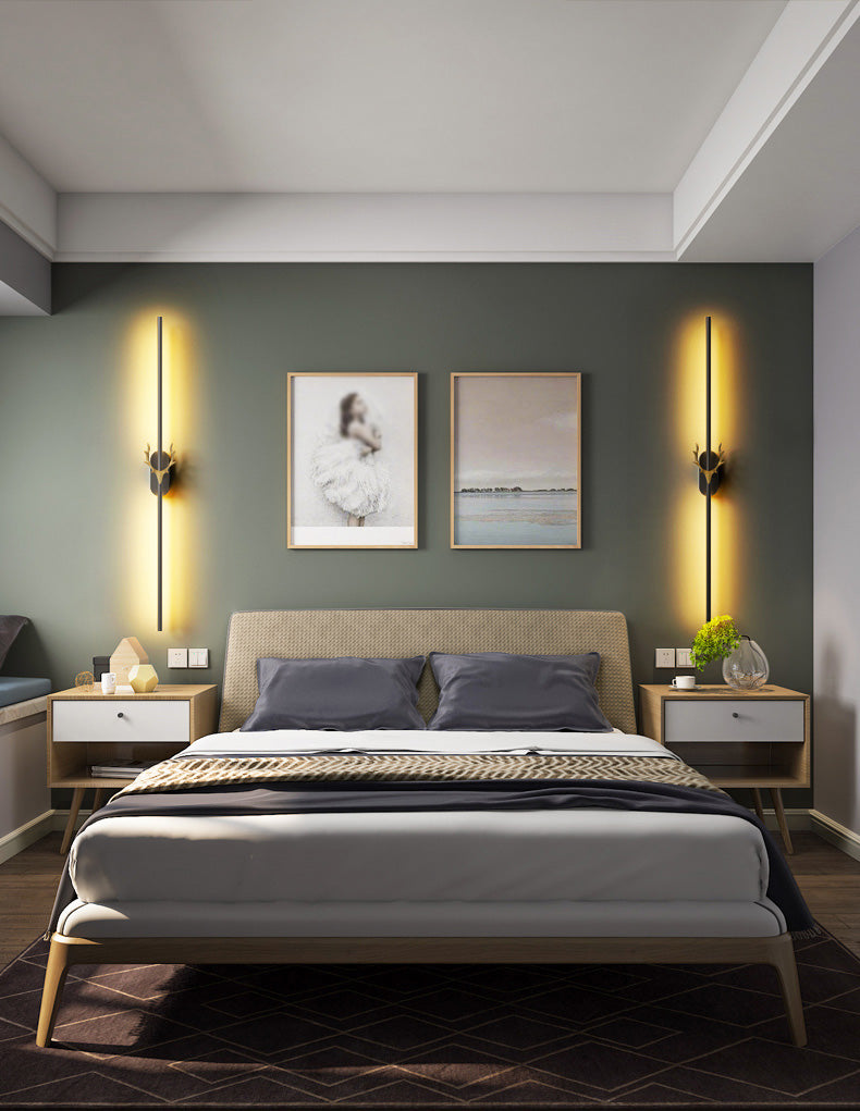 Disparo de pared en forma de línea LED con metal asquera simple moderno de montaje en la pared interior de la pared lámpara