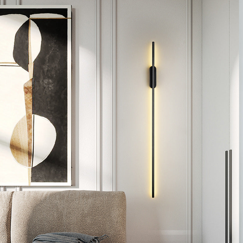 Iluminación de pared lineal negra Acrílico moderno 1 luz de pared de luz luz para el dormitorio