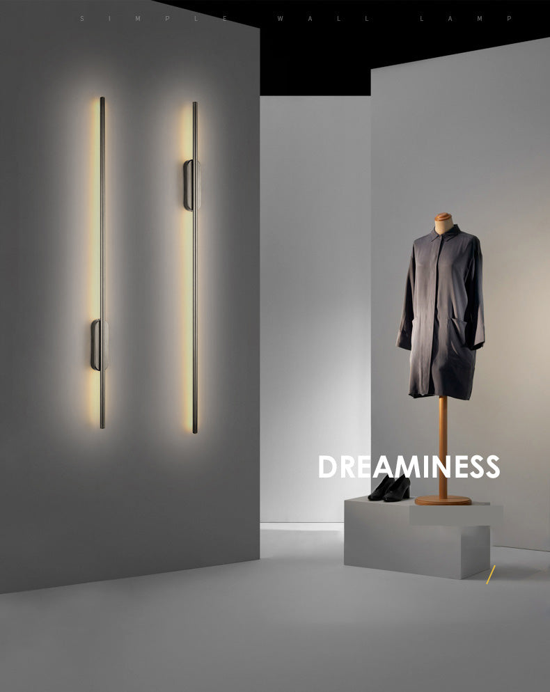 Iluminación de pared lineal negra Acrílico moderno 1 luz de pared de luz luz para el dormitorio