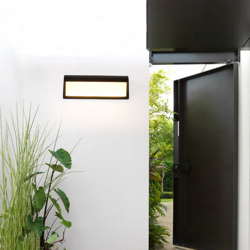 Rectangle Waterproof Simplicity Wall Light Acrylic Minimalistic LED Wall Sconce in Black
