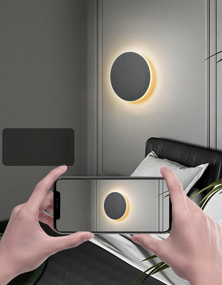 Lámpara montado en la pared redonda simplicidad posmoderna lámpara de montaje de pared acrílica para sala de estar