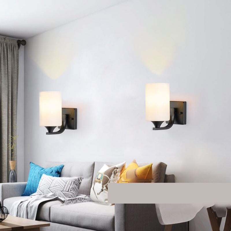 Modern Wall Mounted Light Fixture 1/2 Light Black Sconce Light with Glass Shape