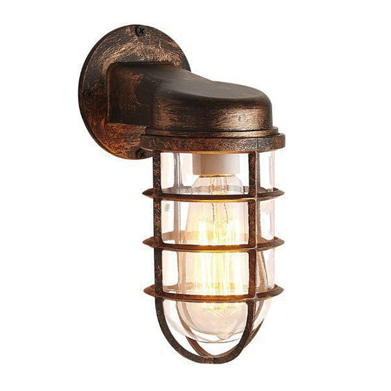 Industrial Caged Wall Sconce Fixture Light Glass Wall Sconce Lighting for Restaurant