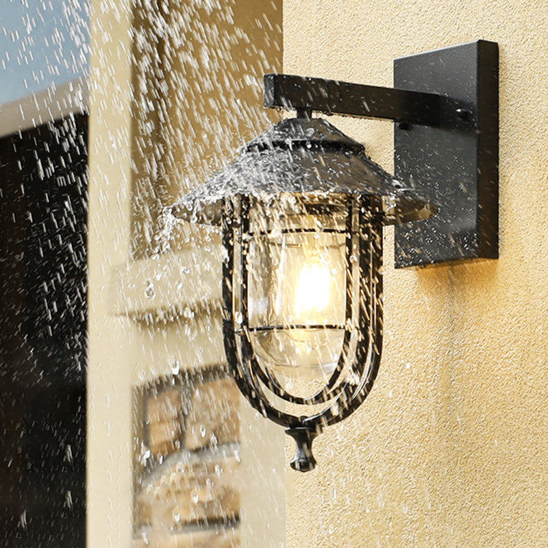 Glas schwarzer Wandleuchte Käfig -Industrie -Wandbeleuchtung für den Außenbereich