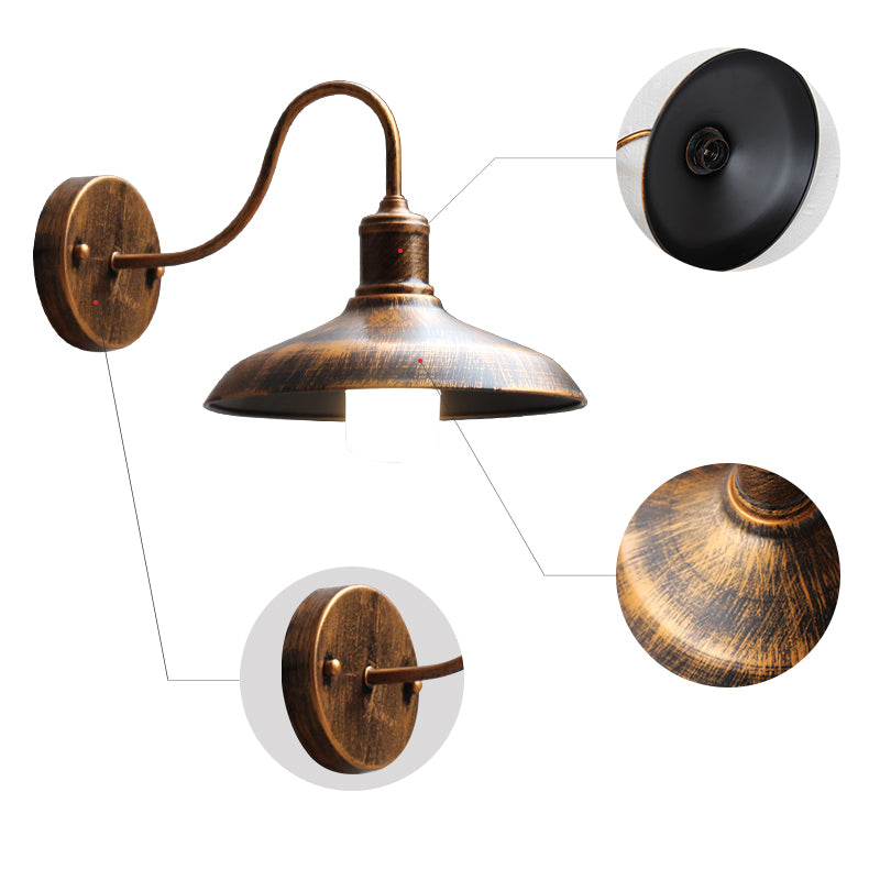 Gooseneck Metal Wall Sconce Lighting Industrial Outdoor Wall Mounted Light Fixture