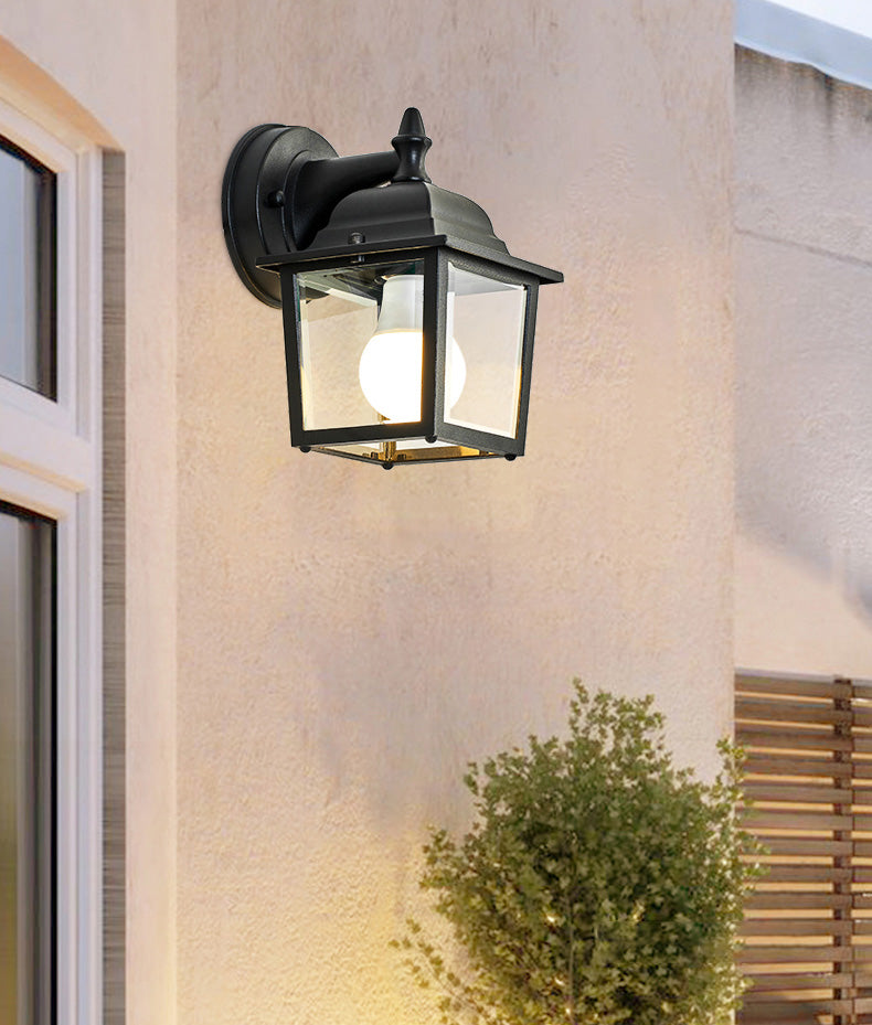 Glasschattierte Wandleuchte Lampe Industriestil Außenleuchte in Schwarz