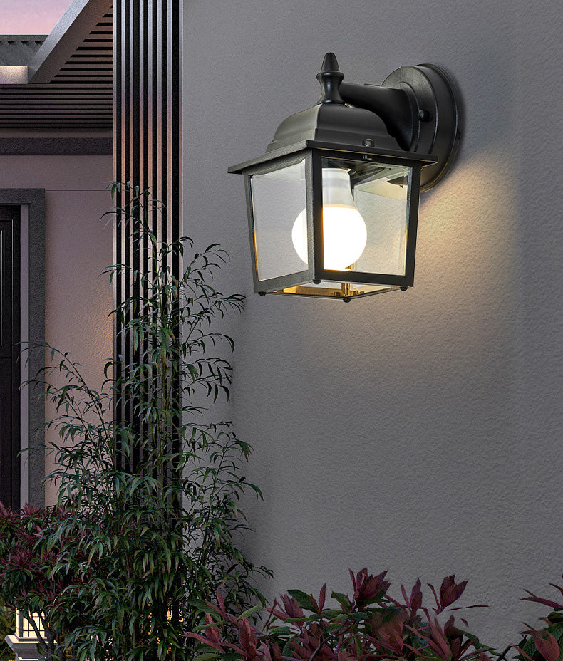 Glasschattierte Wandleuchte Lampe Industriestil Außenleuchte in Schwarz