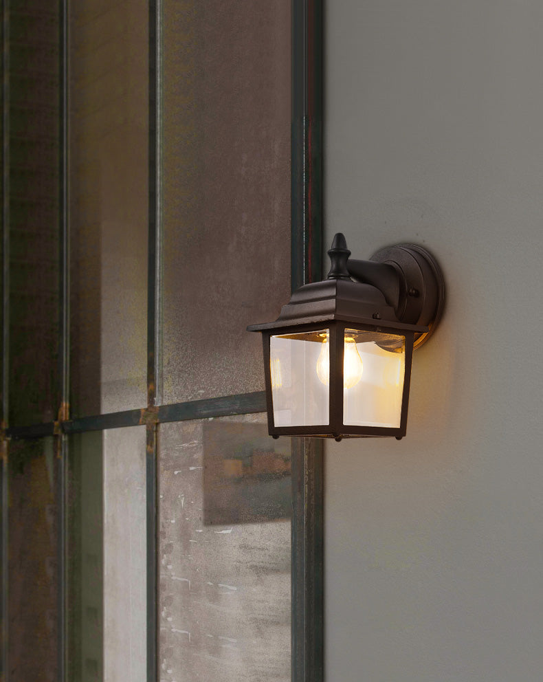 Schwarze quadratische Wandbeleuchtung minimalistische Glas Außenwandleuchten Beleuchtung