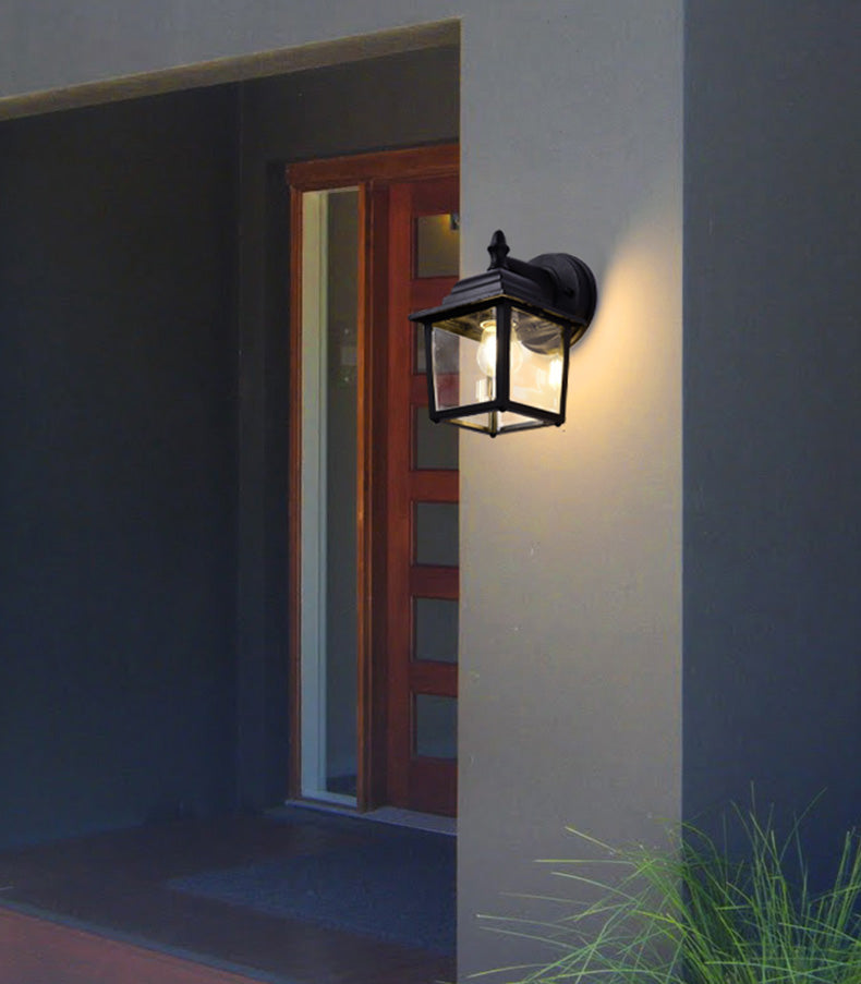 Schwarze quadratische Wandbeleuchtung minimalistische Glas Außenwandleuchten Beleuchtung