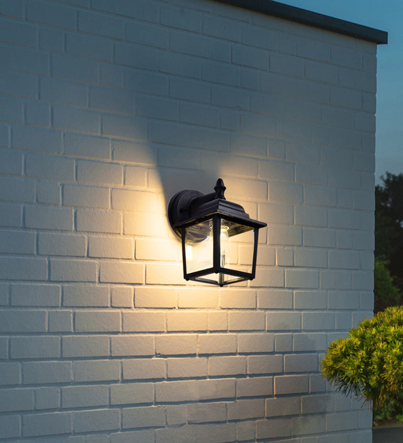 Schwarze quadratische Wandbeleuchtung minimalistische Glas Außenwandleuchten Beleuchtung