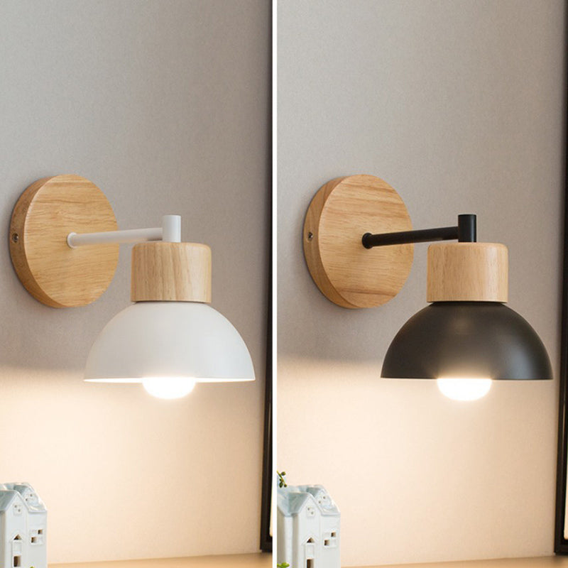 Kom wandmontage lamp moderne eenvoud houten wandmontage lamp voor woonkamer