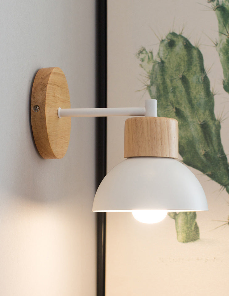 Kom wandmontage lamp moderne eenvoud houten wandmontage lamp voor woonkamer