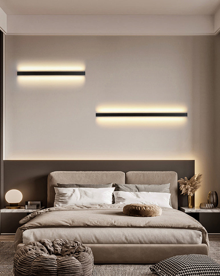 Slim Stick Wall Mount Lighting Minimalist Metallic LED Hallway Surface Wall Sconce in Black