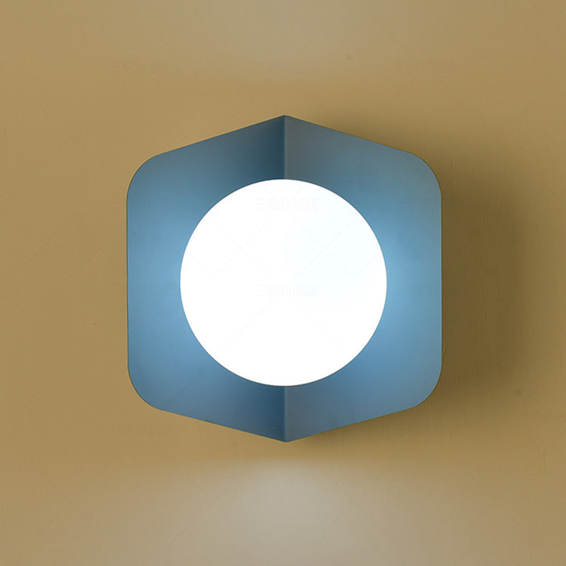 Metal Colorful Wall Mount Light Fixture Glass Shade 1 Light Macaron Wall Lamp Sconce