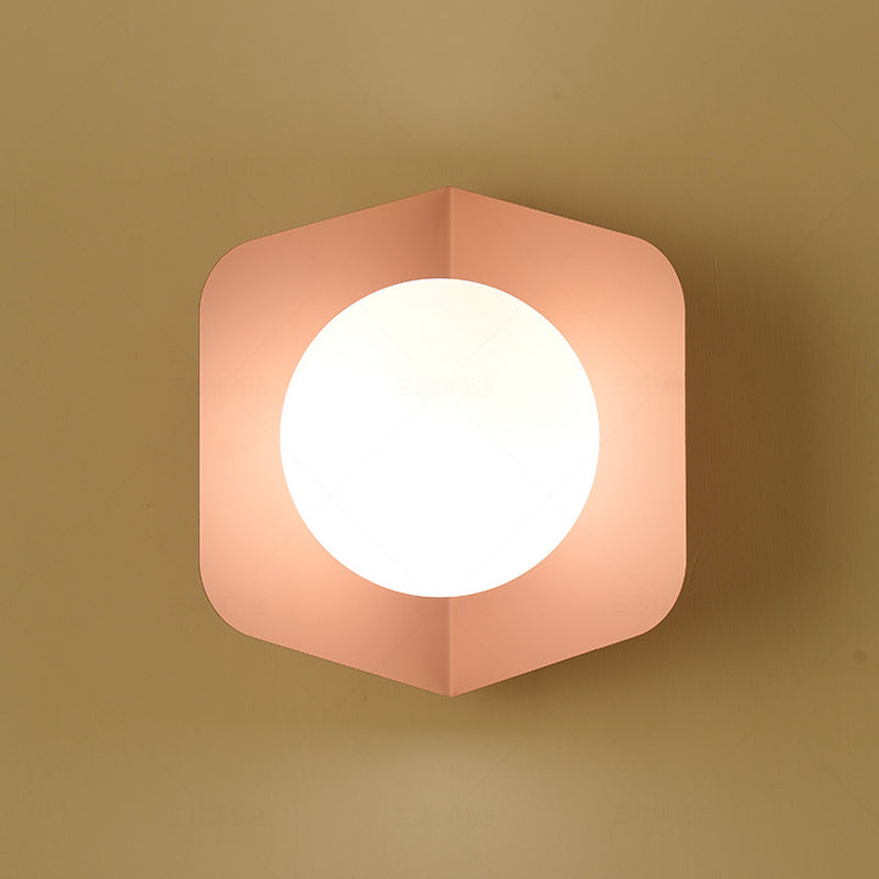 Metal Colorful Wall Mount Light Fixture Glass Shade 1 Light Macaron Wall Lamp Sconce
