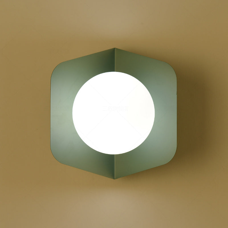 Metal Colorful Wall Mount Light Fixture Glass Shade 1 Light Macaron Wall Lamp Sconce