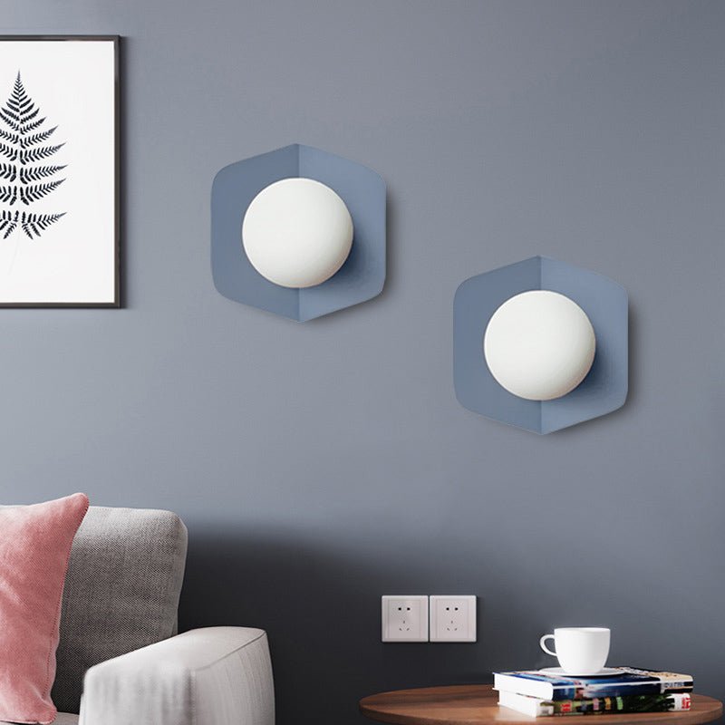 Metal colorido de lámpara de montura de montaje de montaje tono de vidrio 1 lámpara de pared de macarrón ligero apliques