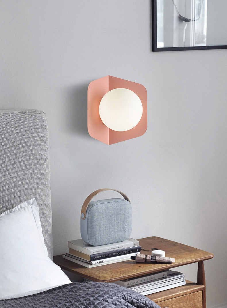 Metal colorido de lámpara de montura de montaje de montaje tono de vidrio 1 lámpara de pared de macarrón ligero apliques