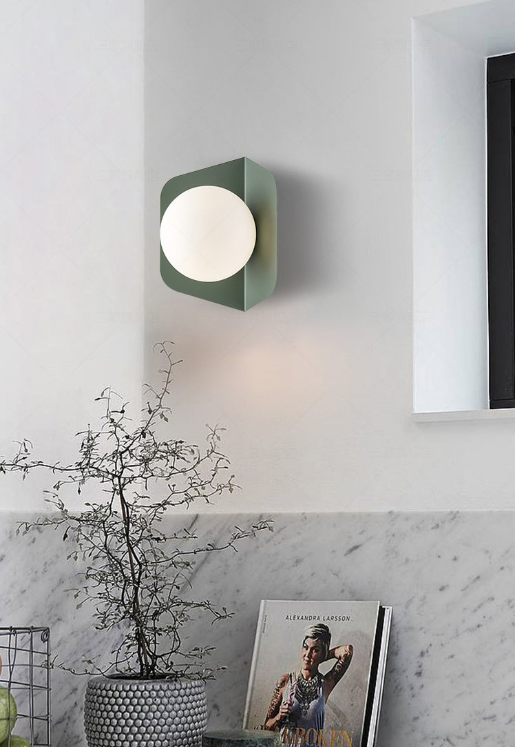 Metal colorido de lámpara de montura de montaje de montaje tono de vidrio 1 lámpara de pared de macarrón ligero apliques