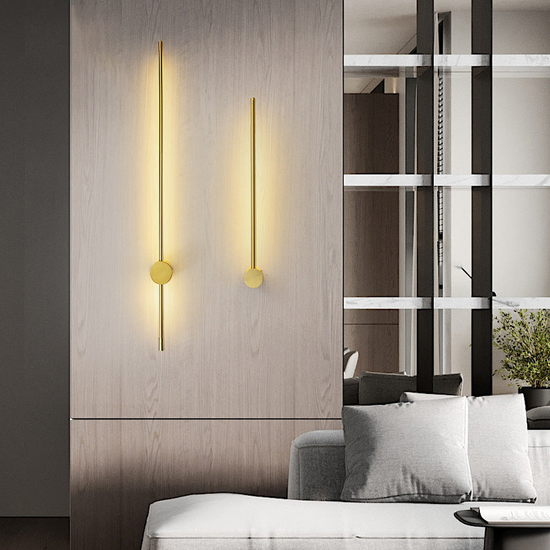 Modernist Style Thin-Line Wall Sconce Metal 1 Light Wall Lamp in Brass