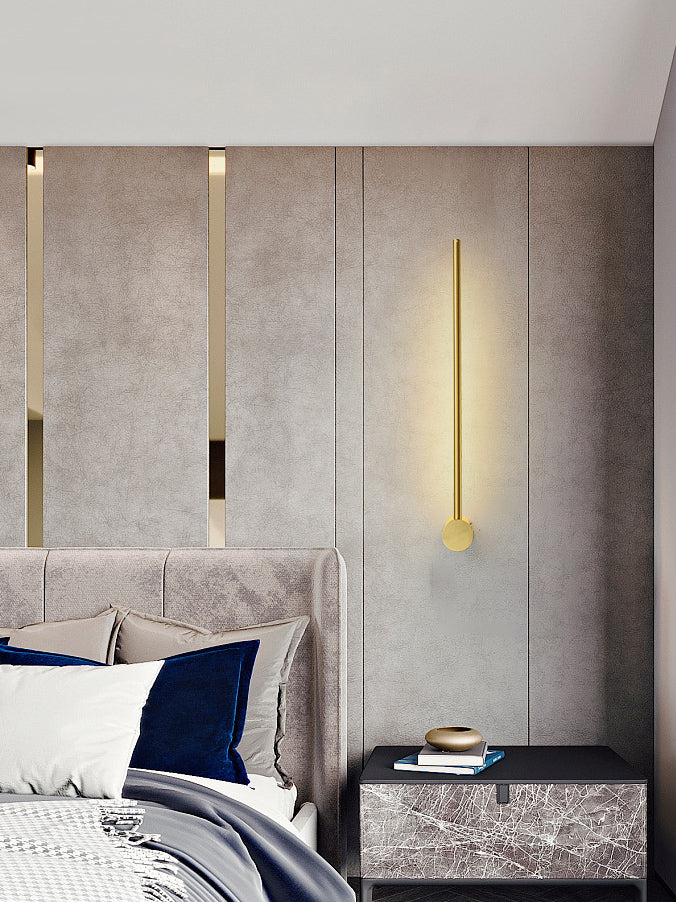 Modernist Style Thin-Line Wall Sconce Metal 1 Light Wall Lamp in Brass