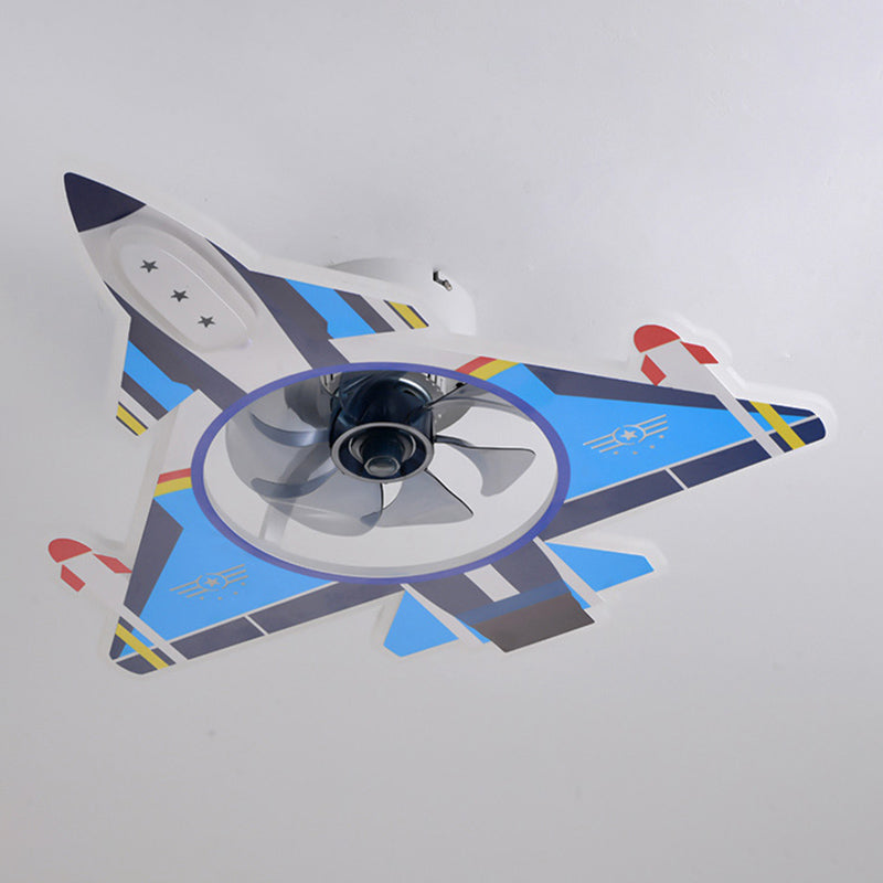 Flugzeugform -Form -Jungen -Zimmer Leuchte Leuchte Metall Cartoon LED Semi Flush Deckenleuchte in Blau