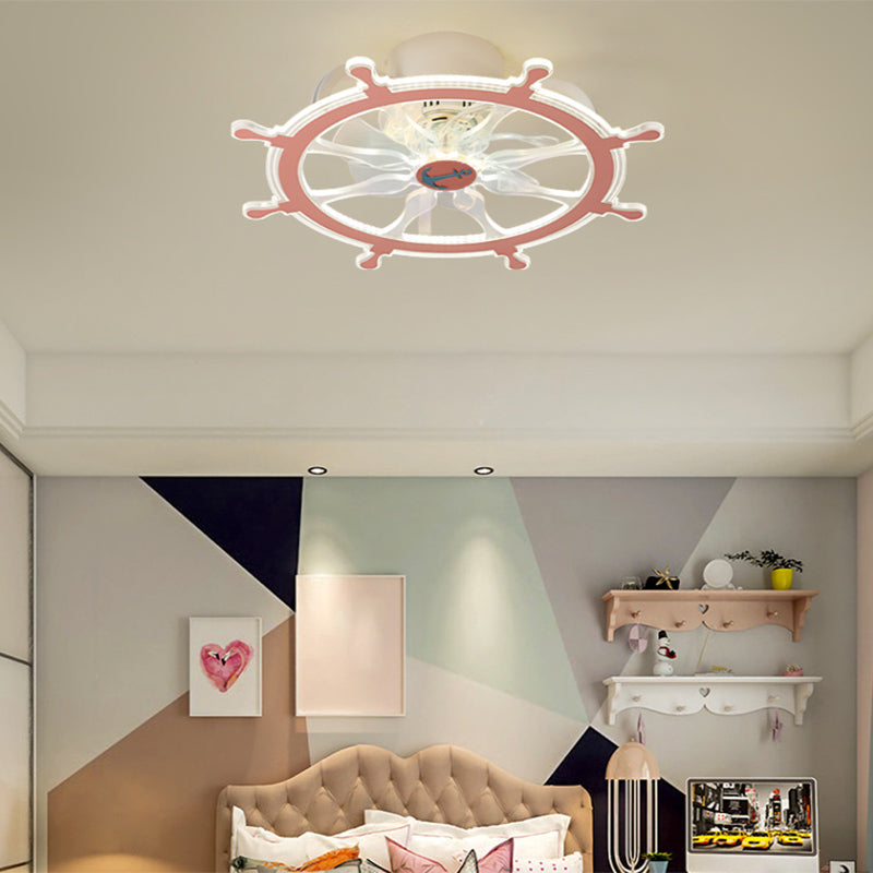 Ventilateur de navigation de voile unique Light Méditerranéen LED à LED Semi Flush For Room pour les enfants