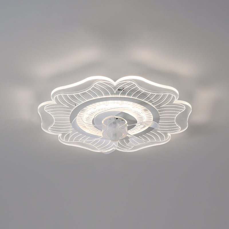 Weiße ultradünne Deckenventilator Leuchte Einfachheit Acryl LED Semi Flush Mount Light für Schlafzimmer