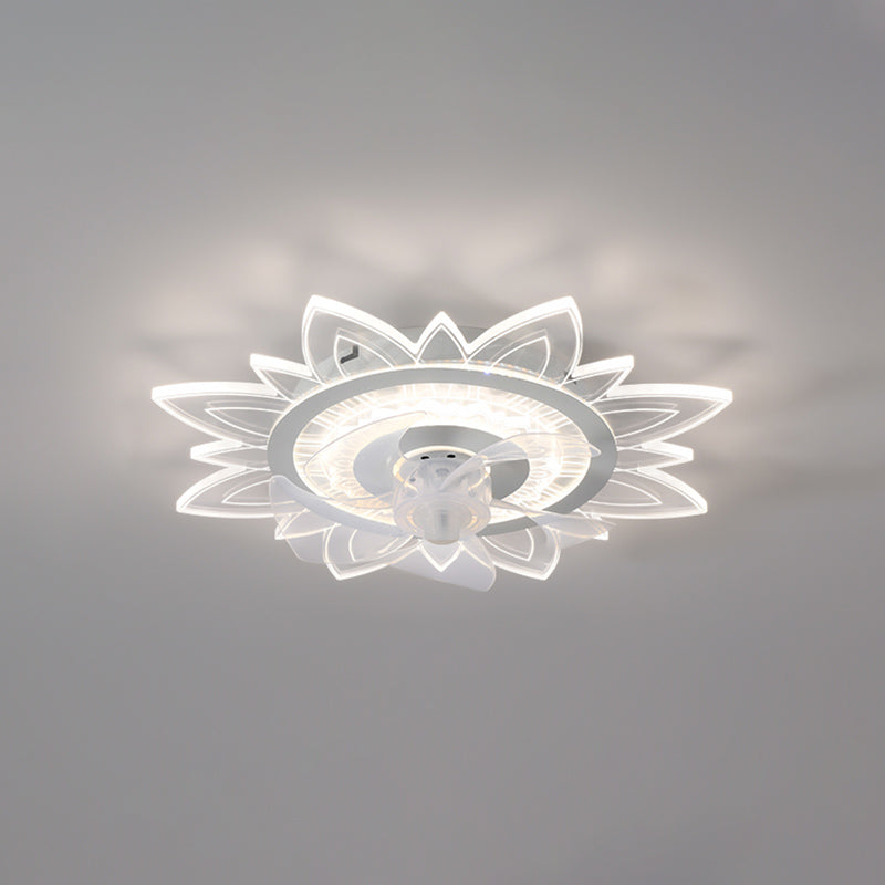 Weiße ultradünne Deckenventilator Leuchte Einfachheit Acryl LED Semi Flush Mount Light für Schlafzimmer