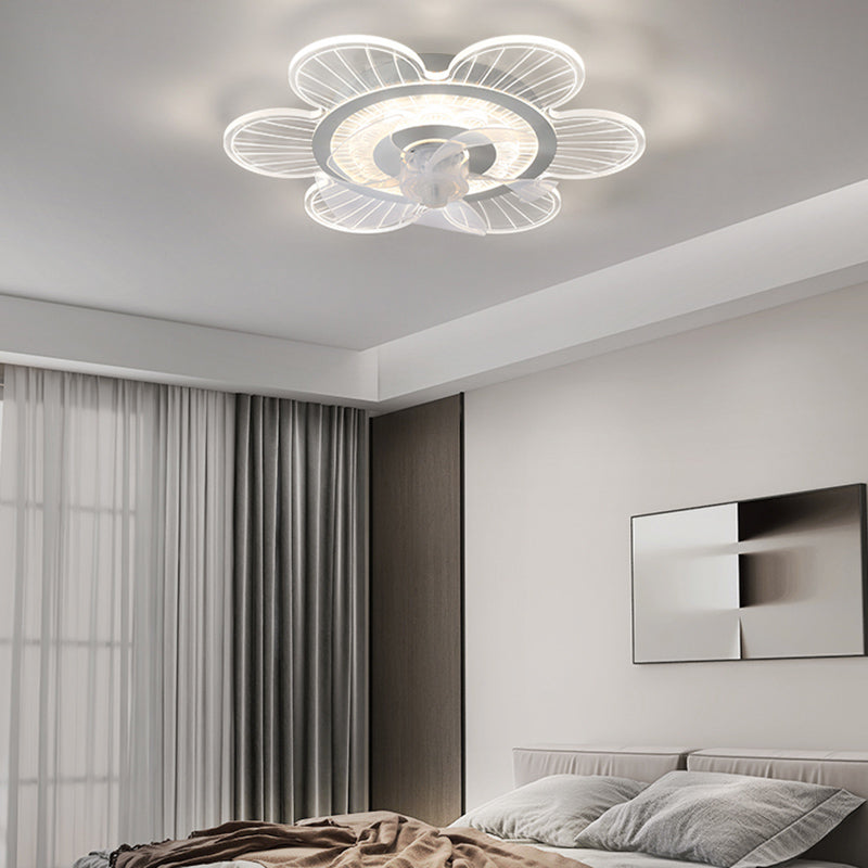 Weiße ultradünne Deckenventilator Leuchte Einfachheit Acryl LED Semi Flush Mount Light für Schlafzimmer