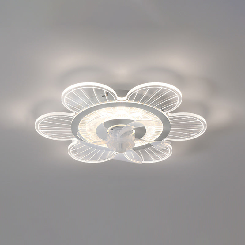 Weiße ultradünne Deckenventilator Leuchte Einfachheit Acryl LED Semi Flush Mount Light für Schlafzimmer