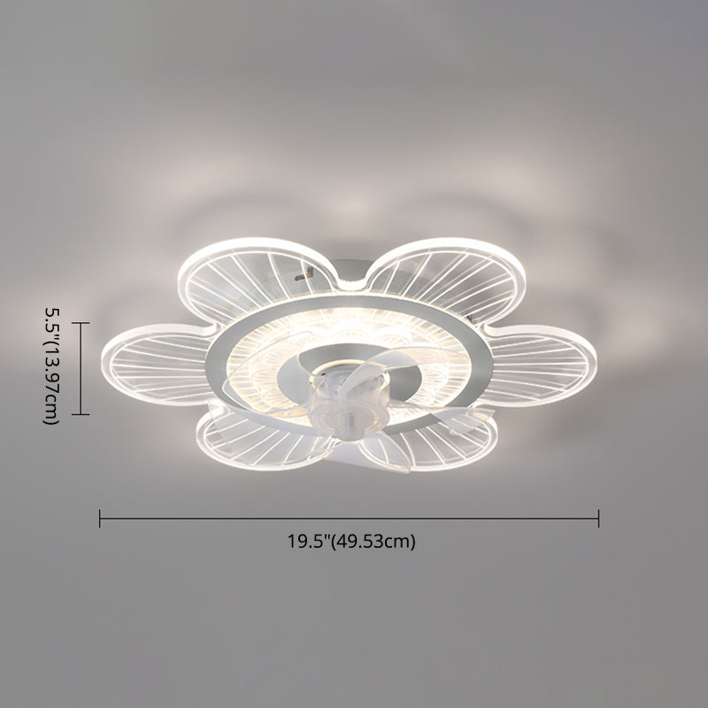 Weiße ultradünne Deckenventilator Leuchte Einfachheit Acryl LED Semi Flush Mount Light für Schlafzimmer