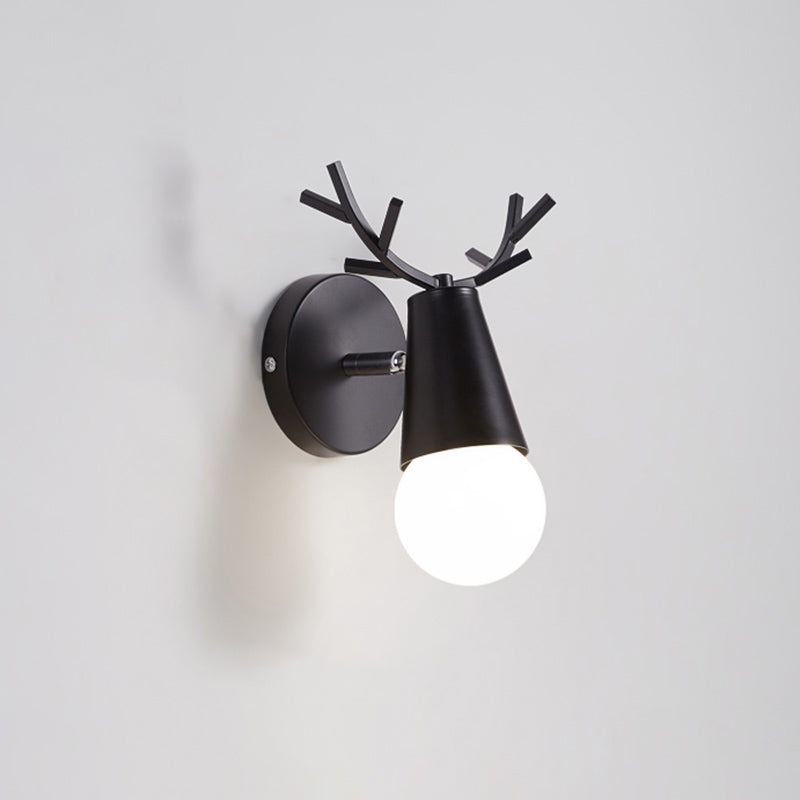 1 Light Wall Mount Lamp Fixture with Antler Metal Macaron Wall Sconce Light for Boy Girl Bedroom