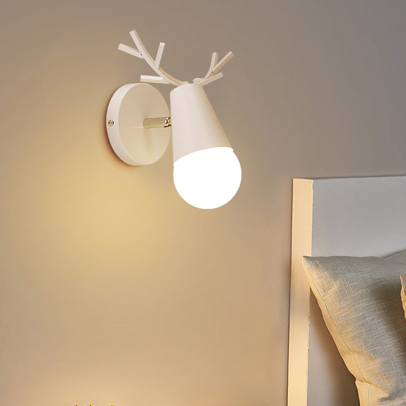 1 Light Wall Mount Lamp Fixture with Antler Metal Macaron Wall Sconce Light for Boy Girl Bedroom