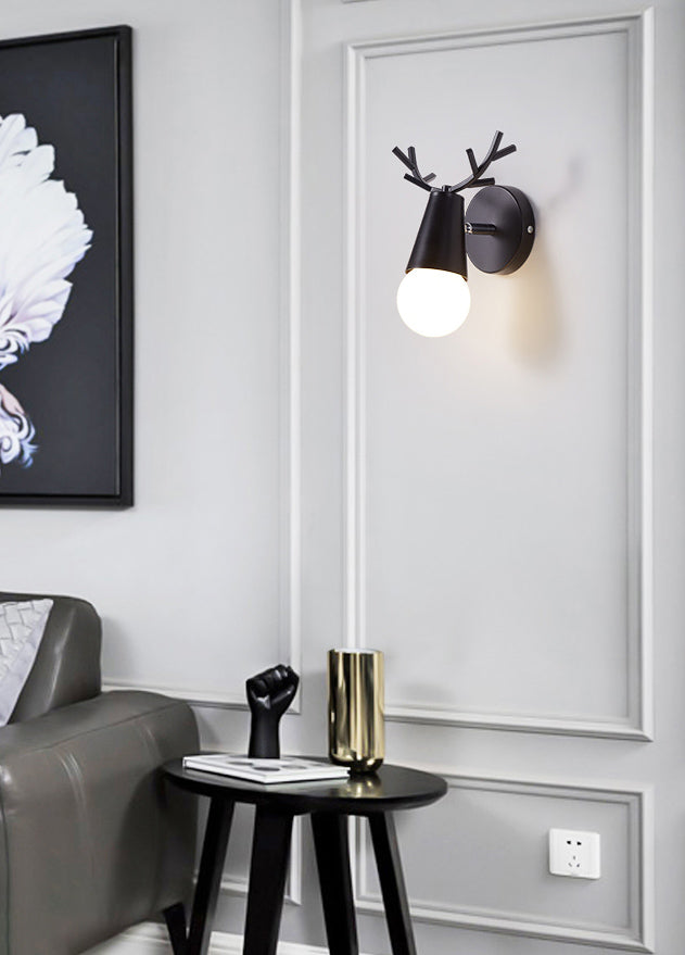 1 Light Wall Mount Lamp Fixture with Antler Metal Macaron Wall Sconce Light for Boy Girl Bedroom