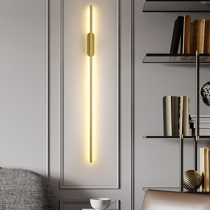 Gold 1 Light LED Wall Sconce Modern Acrylic Linear Wall Lighting for Living Room