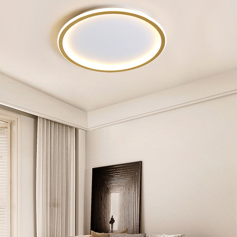 Modern Circular Flush Light Metal and Acrylic Gold Led Surface Mount Ceiling Lights for Living Room