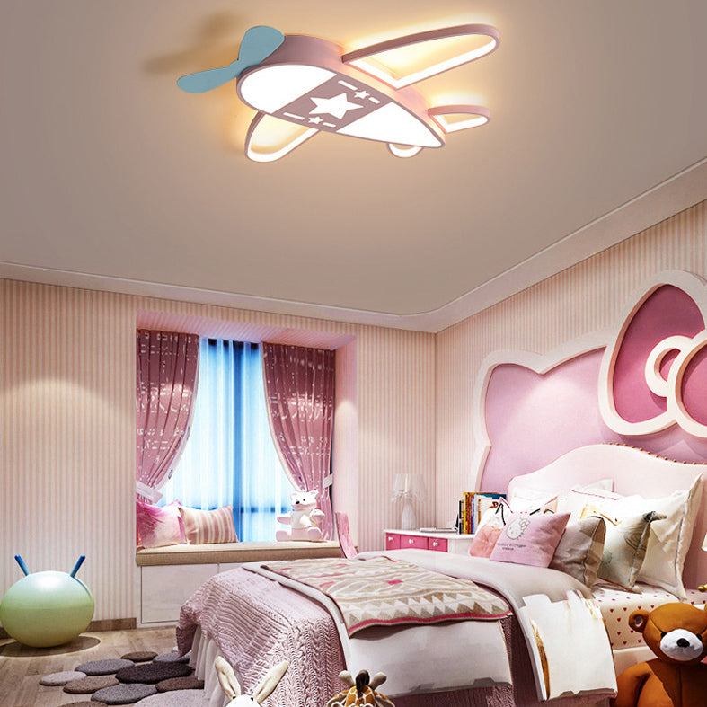 Propeller Plane Child Room LED Flush Mounted Lamp Acrylic Kids Surface Ceiling Light