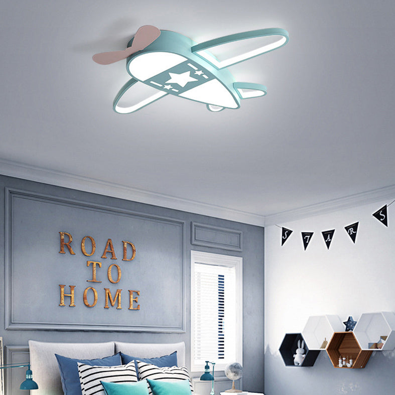 Propeller Plane Child Room LED Flush Mounted Lamp Acrylic Kids Surface Ceiling Light