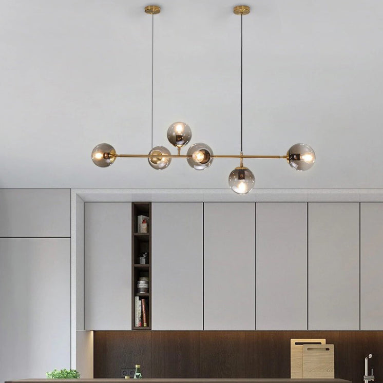 Gold Metal Hanging Ceiling Light Linear Modern Island Lamps for Dining Room