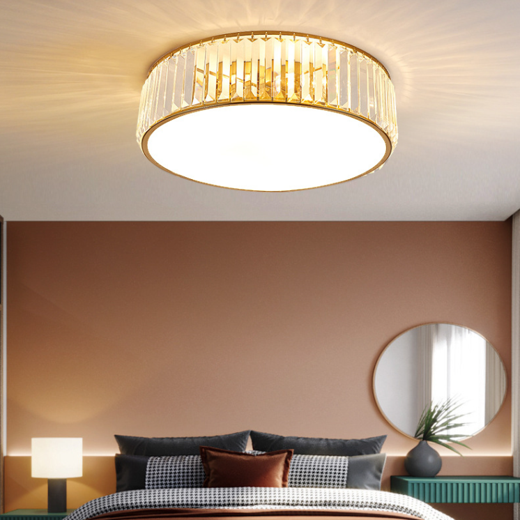 Moderne luxe geometrische inbouw smeedijzeren plafondlamp voor binnen met kristallen kap