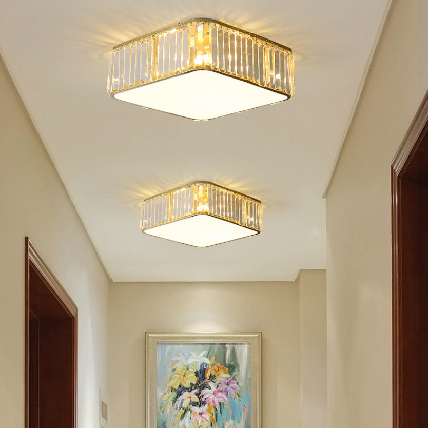 Moderne luxe geometrische inbouw smeedijzeren plafondlamp voor binnen met kristallen kap