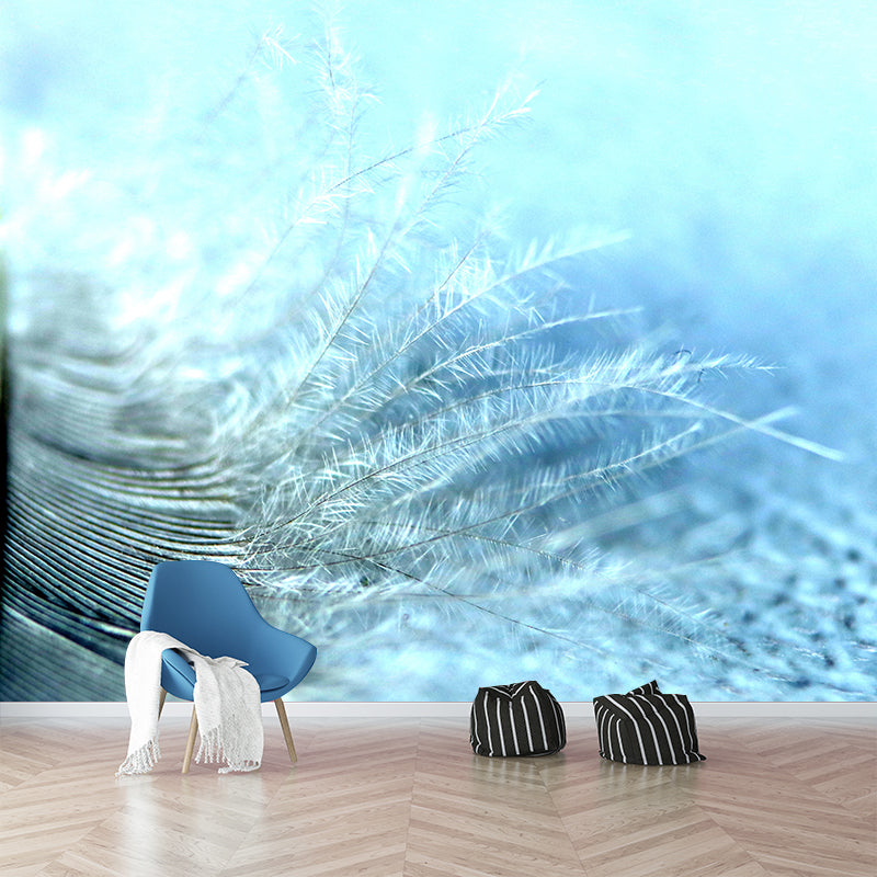 Minimalism Feather Mural Wallpaper Customized Wall Covering for Girls' Bedroom