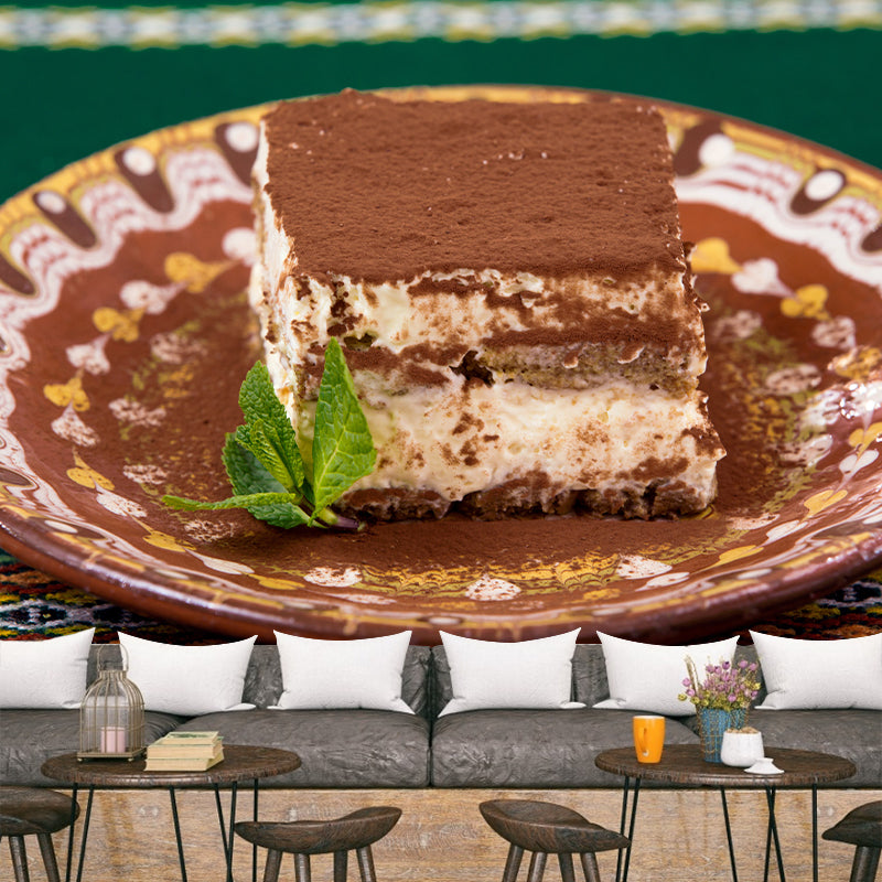 Cake Dessert Wall Mural Minimalist Decoration for Dessert Shop, Stain Resistant
