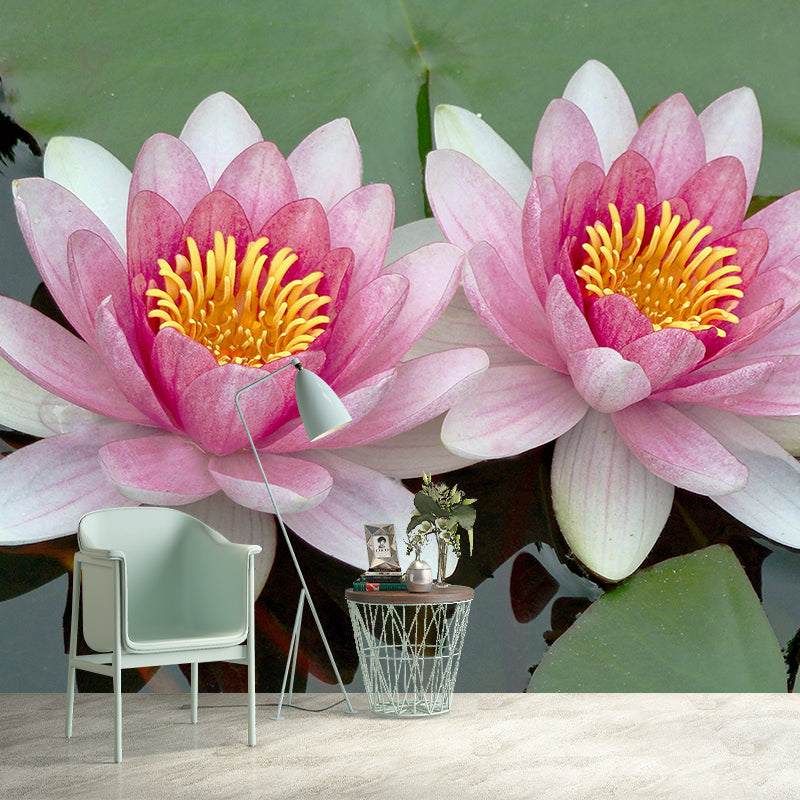Lotus in Water Murals Flower Water Resistant Wall Covering for Gust Room