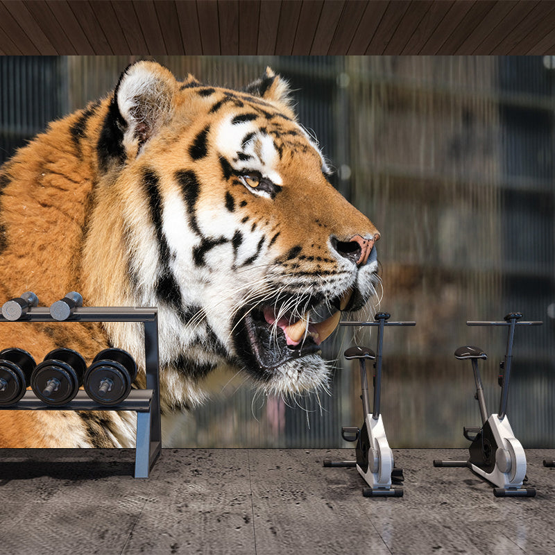 Contemporary Tiger Animal Wall Paper Murals for Home Moisture Resistant, Personalised Size