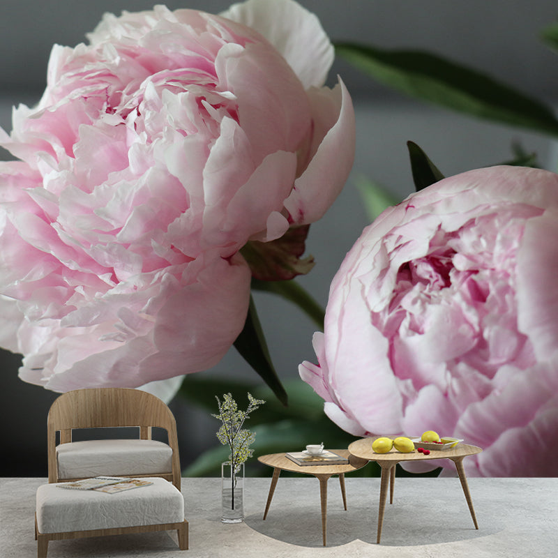 Delicate Peony Houses Mural Decal for Girls' Bedroom, Moisture Resistant