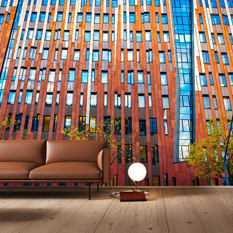 Contemporary City Architecture Mural Wallpaper for Study Room, Stain Resistant