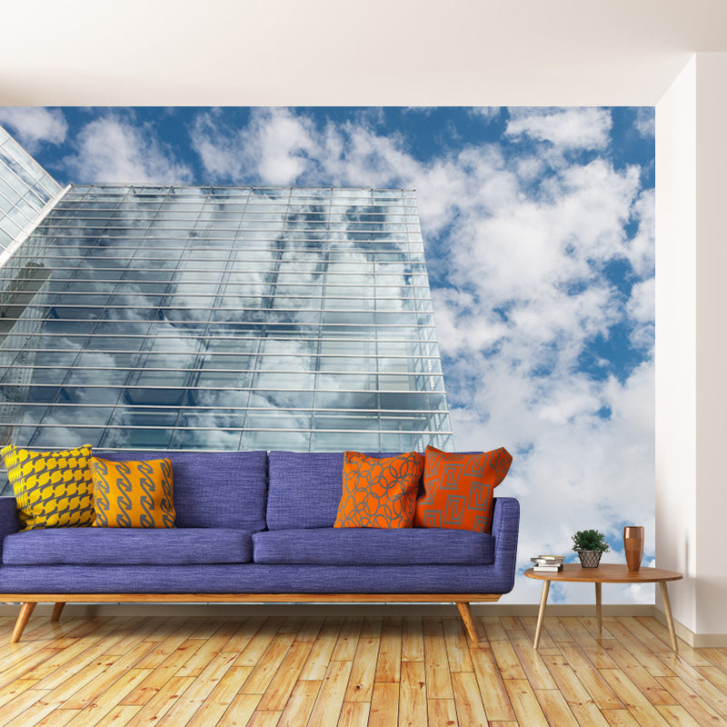 Contemporary City Architecture Mural Wallpaper for Study Room, Stain Resistant